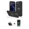 MARSİLYAN™- iPhone 12 Pro Kılıf Odak Form Prime - Siyah 360 Mat Full Body Arka Koruyucu + Kamera Lens Koruma Cam - SF
