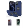 MARSİLYAN™- iPhone 12 Pro Kılıf Odak Form Prime - Siyah 360 Mat Full Body Arka Koruyucu + Neon Fosforlu Kamera Lens - TU