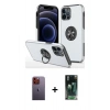 MARSİLYAN™- iPhone 12 Pro Kılıf Odak Form Prime - Siyah 360 Mat Full Body Arka Koruyucu + Neon Fosforlu Kamera Lens - TU