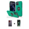 MARSİLYAN™- iPhone 12 Pro Kılıf Odak Form Prime - Siyah 360 Mat Full Body Arka Koruyucu + Neon Fosforlu Kamera Lens - TU