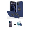MARSİLYAN™- iPhone 12 Pro Kılıf Odak Form Prime - Siyah 3D Antistatik Cam Ekran Koruyucu + Neon Fosforlu Kamera Lens - MI