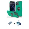 MARSİLYAN™- iPhone 12 Pro Kılıf Odak Form Prime - Siyah 3D Antistatik Cam Ekran Koruyucu + Shine Kamera Lens Koruma Cam - PE
