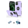 MARSİLYAN™- iPhone 12 Pro Kılıf Odak Form Prime - Siyah 3D Antistatik Cam Ekran Koruyucu + Shine Kamera Lens Koruma Cam - MI