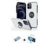 MARSİLYAN™- iPhone 12 Pro Kılıf Odak Form Prime - Siyah 3D Antistatik Cam Ekran Koruyucu + Shine Kamera Lens Koruma Cam - MI