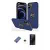 MARSİLYAN™- iPhone 12 Pro Kılıf Odak Form Prime - Siyah 3D Antistatik Hayalet Cam Ekran Koruyucu + Metal Kamera Lens Koruma Cam - AKYL