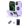 MARSİLYAN™- iPhone 12 Pro Kılıf Odak Form Prime - Siyah 3D Antistatik Hayalet Cam Ekran Koruyucu + Metal Kamera Lens Koruma Cam - AKYL