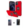 MARSİLYAN™- iPhone 12 Pro Kılıf Odak Form Prime - Siyah 3D Antistatik Hayalet Cam Ekran Koruyucu + Neon Fosforlu Kamera Lens - MI