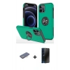 MARSİLYAN™- iPhone 12 Pro Kılıf Odak Form Prime - Siyah 3D Antistatik Hayalet Cam Ekran Koruyucu + Renkli Kamera Lens Koruma Cam - MI