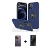 MARSİLYAN™- iPhone 12 Pro Kılıf Odak Form Prime - Siyah 3D Antistatik Hayalet Cam Ekran Koruyucu + Neon Fosforlu Kamera Lens - SI