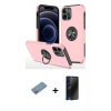 MARSİLYAN™- iPhone 12 Pro Kılıf Odak Form Prime - Siyah 3D Antistatik Hayalet Cam Ekran Koruyucu + Shine Kamera Lens Koruma Cam - GS