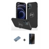 MARSİLYAN™- iPhone 12 Pro Kılıf Odak Form Prime - Siyah 3D Antistatik Hayalet Cam Ekran Koruyucu + Shine Kamera Lens Koruma Cam - GS