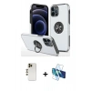 MARSİLYAN™- iPhone 12 Pro Kılıf Odak Form Prime - Siyah 3D Antistatik Seramik Nano Ekran Koruyucu + Shine Kamera Lens - GD