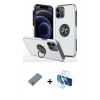 MARSİLYAN™- iPhone 12 Pro Kılıf Odak Form Prime - Siyah 3D Antistatik Seramik Nano Ekran Koruyucu + Metal Kamera Lens Koruma Cam - GS
