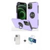 MARSİLYAN™- iPhone 12 Pro Kılıf Odak Form Prime - Siyah 3D Antistatik Seramik Nano Ekran Koruyucu + Shine Kamera Lens - GS