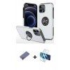 MARSİLYAN™- iPhone 12 Pro Kılıf Odak Form Prime - Siyah 3D Antistatik Seramik Nano Ekran Koruyucu + Metal Kamera Lens Koruma Cam - GD