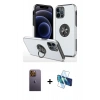 MARSİLYAN™- iPhone 12 Pro Kılıf Odak Form Prime - Siyah 3D Antistatik Seramik Nano Ekran Koruyucu + Sarı Neon Fosforlu Kamera Lens