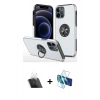 MARSİLYAN™- iPhone 12 Pro Kılıf Odak Form Prime - Siyah 3D Antistatik Seramik Nano Ekran Koruyucu + Kamera Lens Koruma Cam - SF