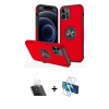 MARSİLYAN™- iPhone 12 Pro Kılıf Odak Form Prime - Siyah 3D Antistatik Seramik Nano Ekran Koruyucu + Kamera Lens Koruma Cam - SF