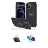 MARSİLYAN™- iPhone 12 Pro Kılıf Odak Form Prime - Siyah 3D Antistatik Seramik Nano Ekran Koruyucu + Kamera Lens Koruma Cam - SF
