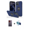MARSİLYAN™- iPhone 12 Pro Kılıf Odak Form Prime - Siyah 3D Antistatik Seramik Nano Ekran Koruyucu + Turuncu Neon Fosforlu Kamera Lens