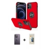 MARSİLYAN™- iPhone 12 Pro Kılıf Odak Form Prime - Siyah 6D Mat Seramik Hayalet Nano Ekran Koruyucu + Neon Fosforlu Kamera Lens - BZ