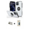 MARSİLYAN™- iPhone 12 Pro Kılıf Odak Form Prime - Siyah 6D Mat Seramik Hayalet Nano Ekran Koruyucu + Rainbow Kamera Lens Koruma Cam - GD