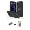 MARSİLYAN™- iPhone 12 Pro Kılıf Odak Form Prime - Siyah 6D Mat Seramik Hayalet Nano Ekran Koruyucu + Shine Kamera Lens Koruma Cam - GD