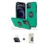 MARSİLYAN™- iPhone 12 Pro Kılıf Odak Form Prime - Siyah 6D Mat Seramik Hayalet Nano Ekran Koruyucu + Kamera Lens Koruma Cam - SF