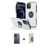MARSİLYAN™- iPhone 12 Pro Kılıf Odak Form Prime - Siyah 6D Mat Seramik Hayalet Nano Ekran Koruyucu + Neon Fosforlu Kamera Lens - MI
