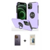 MARSİLYAN™- iPhone 12 Pro Kılıf Odak Form Prime - Siyah 6D Mat Seramik Hayalet Nano Ekran Koruyucu + Neon Fosforlu Kamera Lens - SI