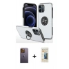 MARSİLYAN™- iPhone 12 Pro Kılıf Odak Form Prime - Siyah 6D Mat Seramik Hayalet Nano Ekran Koruyucu + Neon Fosforlu Kamera Lens - SI