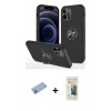 MARSİLYAN™- iPhone 12 Pro Kılıf Odak Form Prime - Siyah 6D Mat Seramik Hayalet Nano Ekran Koruyucu + Shine Kamera Lens Koruma Cam - MI