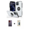 MARSİLYAN™- iPhone 12 Pro Kılıf Odak Form Prime - Siyah 6D Mat Seramik Hayalet Nano Ekran Koruyucu + Turuncu Neon Fosforlu Kamera Lens