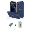 MARSİLYAN™- iPhone 12 Pro Kılıf Odak Form Prime - Siyah Polymer Nano Ekran Koruyucu + Metal Kamera Lens Koruma Cam - AKYL