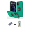 MARSİLYAN™- iPhone 12 Pro Kılıf Odak Form Prime - Siyah Polymer Nano Ekran Koruyucu + Metal Kamera Lens Koruma Cam - GD