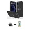 MARSİLYAN™- iPhone 12 Pro Kılıf Odak Form Prime - Siyah Polymer Nano Ekran Koruyucu + Kamera Lens Koruma Cam - SF