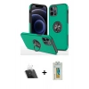 MARSİLYAN™- iPhone 12 Pro Kılıf Odak Form Prime - Siyah Polymer Nano Ekran Koruyucu + Kamera Lens Koruma Cam - SF