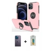 MARSİLYAN™- iPhone 12 Pro Kılıf Odak Form Prime - Siyah Polymer Nano Ekran Koruyucu + Mavi Neon Fosforlu Kamera Lens
