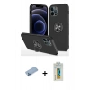MARSİLYAN™- iPhone 12 Pro Kılıf Odak Form Prime - Siyah Polymer Nano Ekran Koruyucu + Shine Kamera Lens Koruma Cam - MI