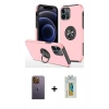 MARSİLYAN™- iPhone 12 Pro Kılıf Odak Form Prime - Siyah Polymer Nano Ekran Koruyucu + Neon Fosforlu Kamera Lens - SI