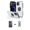 MARSİLYAN™- iPhone 12 Pro Kılıf Odak Form Prime - Siyah Polymer Nano Ekran Koruyucu + Neon Fosforlu Kamera Lens - SI