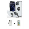 MARSİLYAN™- iPhone 12 Pro Kılıf Odak Form Prime - Siyah Polymer Nano Ekran Koruyucu + Shine Kamera Lens - GS