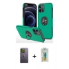 MARSİLYAN™- iPhone 12 Pro Kılıf Odak Form Prime - Siyah Polymer Nano Ekran Koruyucu + Neon Fosforlu Kamera Lens - YL