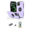 MARSİLYAN™- iPhone 12 Pro Kılıf Odak Form Prime - Siyah Polymer Nano Ekran Koruyucu + Renkli Kamera Lens Koruma Cam - YL