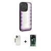 MARSİLYAN™- iPhone 12 Pro Kılıf Odak Klasik Serisi - Şeffaf 360 Full Body Arka Koruyucu + Shine Kamera Lens - GD