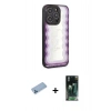 MARSİLYAN™- iPhone 12 Pro Kılıf Odak Klasik Serisi - Şeffaf 360 Full Body Arka Koruyucu + Mavi Shine Kamera Lens Koruma Cam