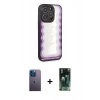 MARSİLYAN™- iPhone 12 Pro Kılıf Odak Klasik Serisi - Şeffaf 360 Full Body Arka Koruyucu + Neon Fosforlu Kamera Lens - MI