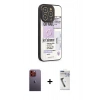 MARSİLYAN™- iPhone 12 Pro Kılıf Odak Klasik Serisi - Şeffaf Uv Polymer Nano Ekran Koruyucu + Neon Fosforlu Kamera Lens - TU