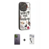 MARSİLYAN™- iPhone 12 Pro Kılıf Odak Klasik Serisi - Şeffaf Uv Polymer Nano Ekran Koruyucu + Neon Fosforlu Kamera Lens - YL