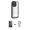 MARSİLYAN™- iPhone 12 Pro Kılıf Odak Klasik Serisi - Şeffaf Uv Polymer Nano Ekran Koruyucu + Neon Fosforlu Kamera Lens - TU